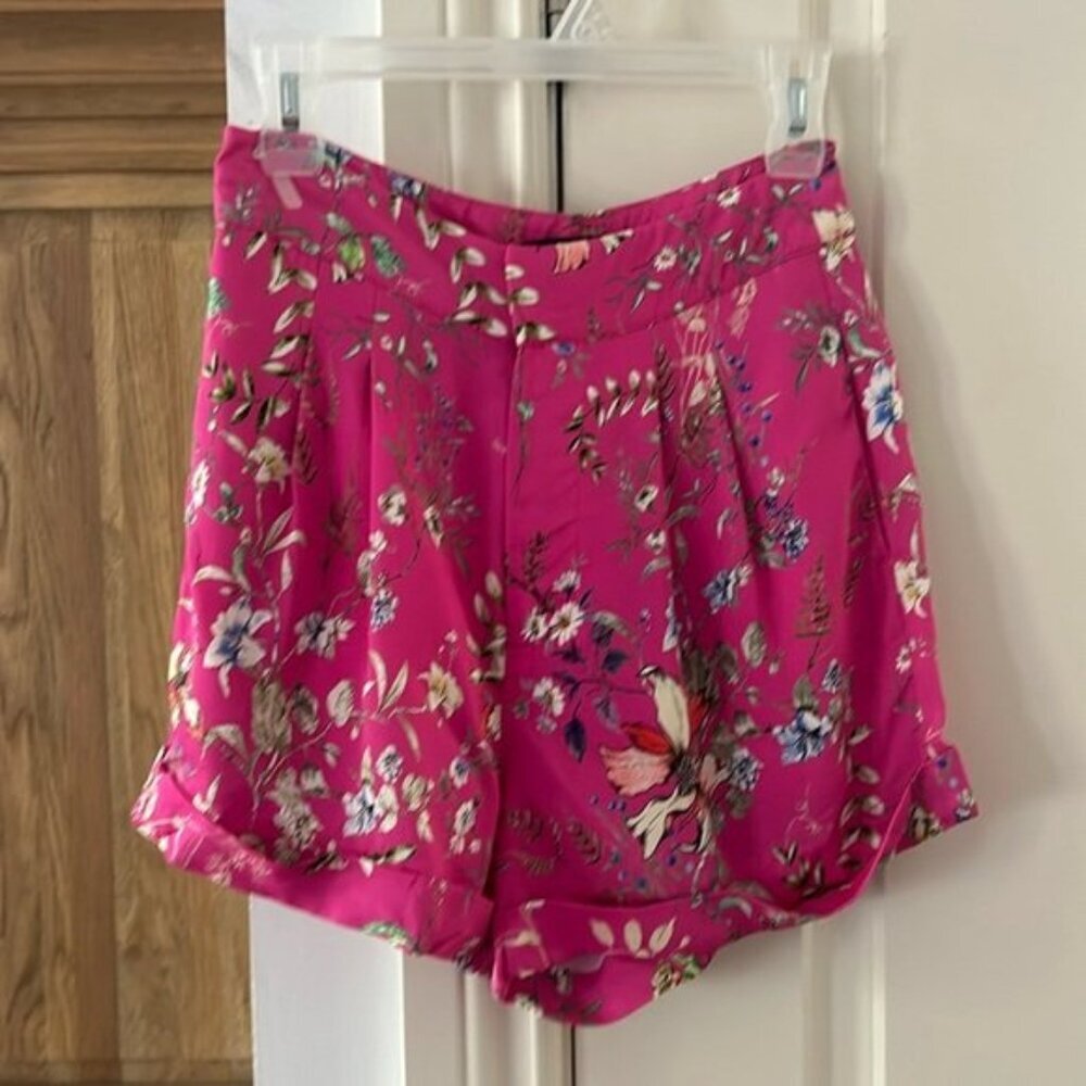 GENERATION LOVE XS pink floral rolled cream cuff shorts